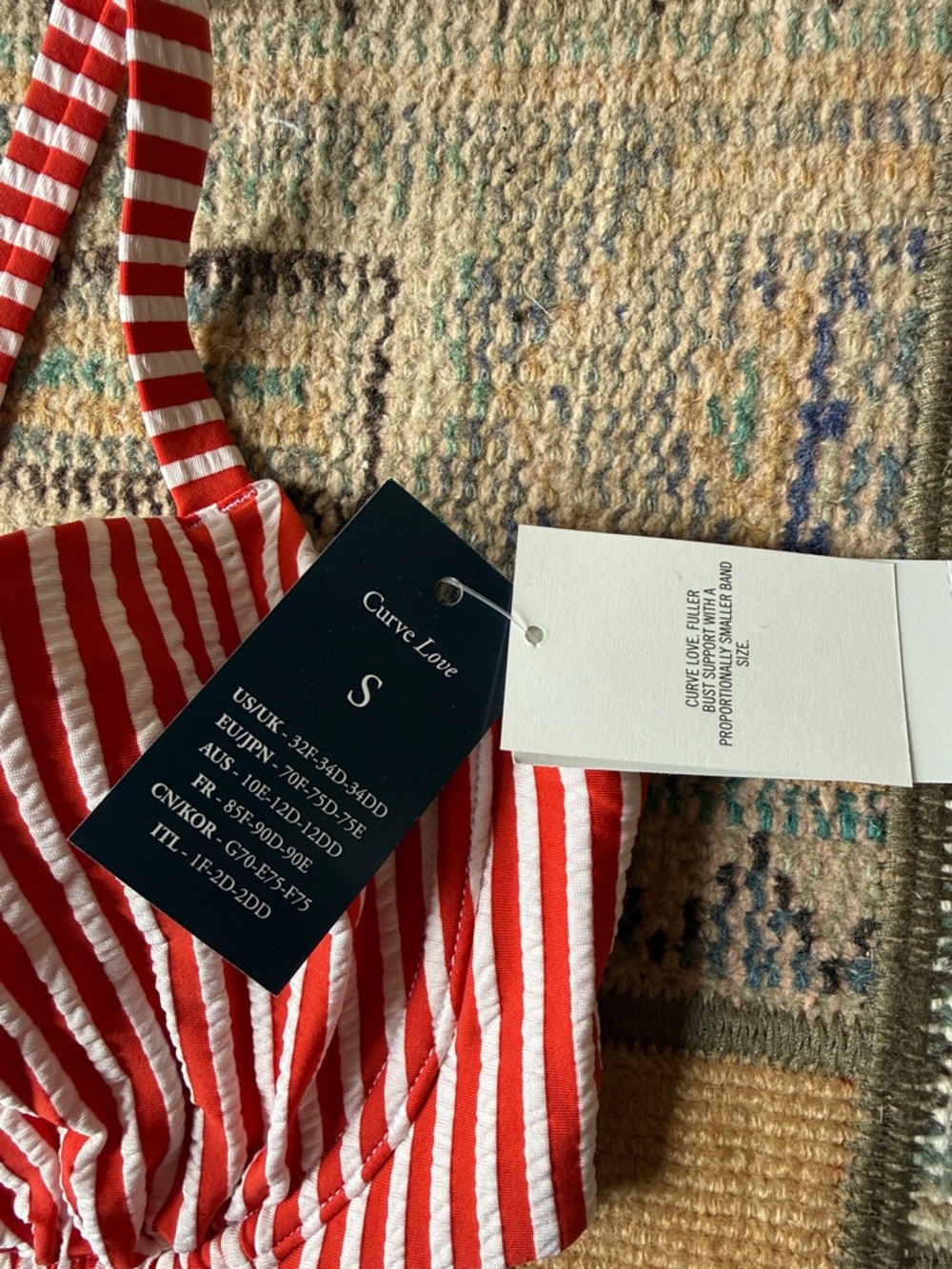 Abercrombie and Fitch Bikini top Curve Love Red and White Striped Bikini Top - Picture 9 of 11